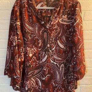 Maurices Paisley Print Quarter Length Sleeve Blouse